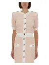 Balmain Cropped Textured Cardigan With Decorative Button Detail