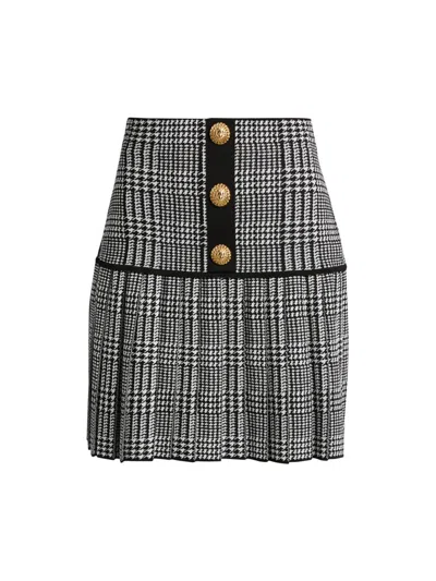 Balmain Women's Prince Of Wales Flare Miniskirt In Multi