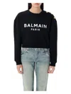 Balmain Women Logo Organic Cotton Cropped Sweatshirt In Black