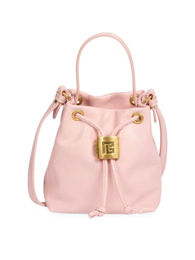 Balmain Women's Pulse Leather Crossbody Bucket Bag In Pink