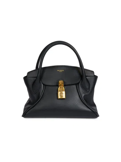 Balmain Pulse Leather Top-handle Bag In Black