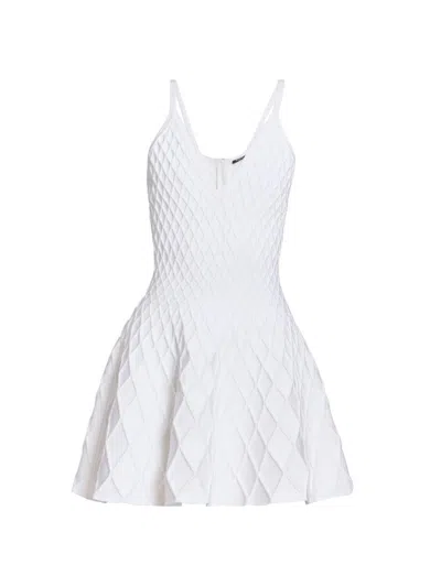 Balmain Women's Quilted Compact Knit Minidress In White