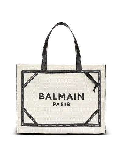 Balmain Women's Raffia B-army Tote Bag In Grey