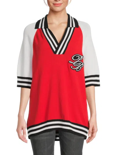 Balmain Women's Raglan Sleeve Polo Shirt In Multi
