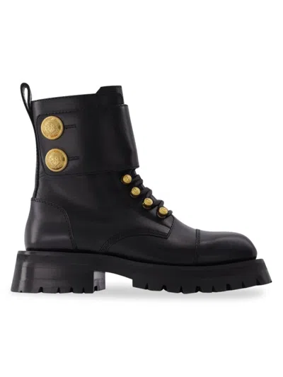 Balmain Women's Ranger Boot Army-calfskin In Black Leather Boots