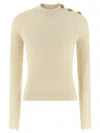 Balmain Ribbed Sweater Sweaters And Cardigans White In White