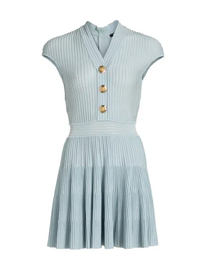 Balmain Women's Rib-knit Cap-sleeve Minidress