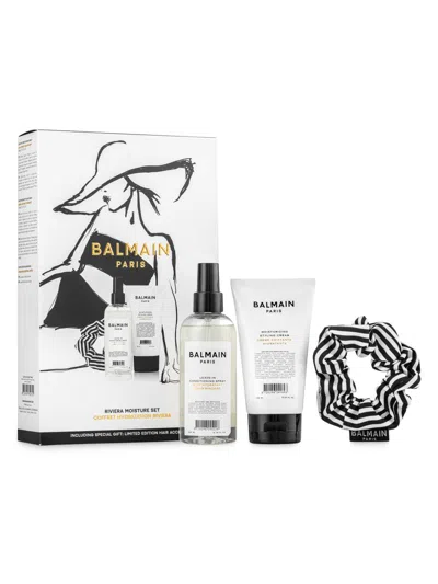 Balmain Women's Riviera Moisture 3-piece Styling Cream, Leave-in Spray, & Scrunchie Set In White