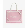 Balmain B Army Medium Logo Canvas Shopper Tote Bag In Rose/creme