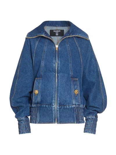 Balmain Women's Seamed Denim Bomber Jacket