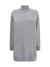 Balmain Women Short Cashmere Sweater Dress In Gray