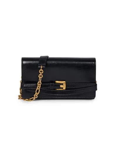 Balmain Women's Shuffle Leather Wallet On Chain Bag In Black