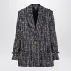 Balmain Women's Single-breasted Tweed Blazer Dress In Black