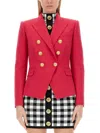 Balmain Classic Red Virgin Wool Double-breasted Blazer In Red