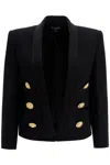 Balmain Tailored Cropped Jacket With Double-breasted Front In Black