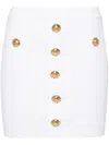 Balmain Ribbed Knit Mini Skirt W/ Buttons In White