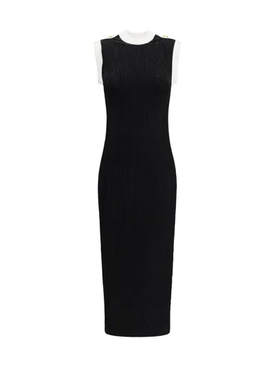 BALMAIN BALMAIN WOMEN SLEEVELESS TORSADE KNIT LONG DRESS