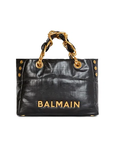 Balmain Women's Small 1945 Leather Tote Bag In Black