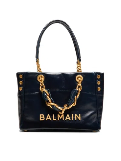 Balmain Women's Small 1945 Soft Cabas Crinkled Leather Bag In Black