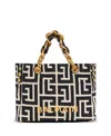 Balmain 1945 Soft Pb-monogrammed Jacquard Canvas Tote Bag In Black