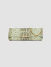 Balmain Women's Small Python-embossed Leather Clutch In Ecume