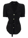 Balmain Belted Lapel Collar Shirt Pockets In Black