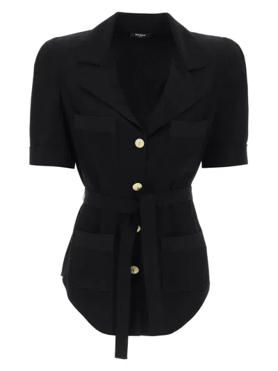 BALMAIN WOMEN'S SS 4 POCKETS CREPE SAHARIAN SHIRT