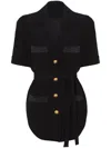 Balmain Belted Lapel Collar Shirt Pockets In Black