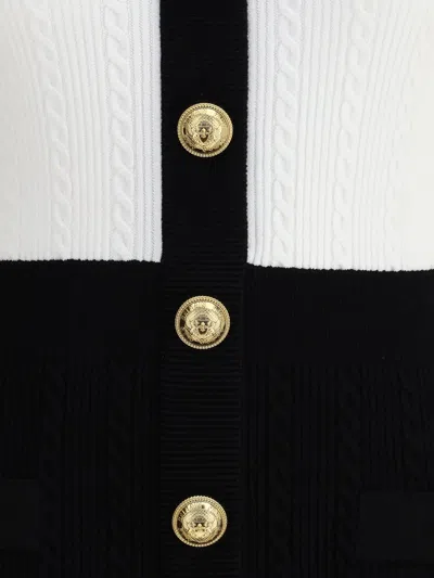 Balmain Women Ss Buttoned V-neck Torsade Knit Dress