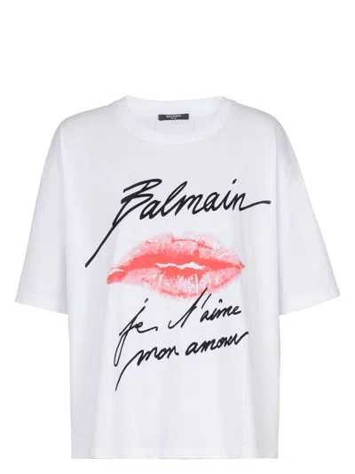 BALMAIN WOMEN'S SS KISS PRINT T-SHIRT