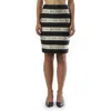 Balmain Ribbon Motif Short Jacquard Skirt In Black/beige
