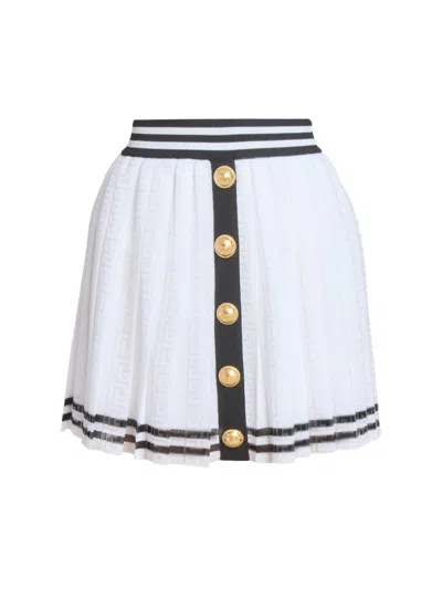 Balmain Women's Striped Logo Knit Miniskirt In Multi