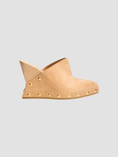 Balmain Women's Suede Clog Wedges In Orange