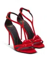 Balmain Heel Sandals With Patent Lips Detail In Red