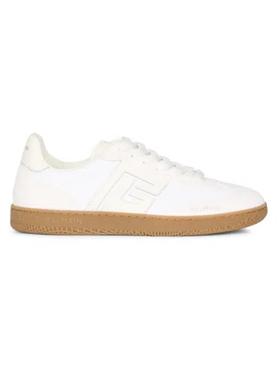 Balmain Women's Swan Leather & Suede Low-top Sneakers In White