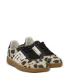 Balmain Swan Leopard Print Suede Leather Trainers In Brown