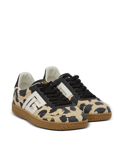Balmain Women's Swan Leopard Print Suede Leather Trainers In Brown
