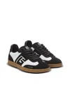 Balmain Swan Trainers In Calfskin And Suede In Black