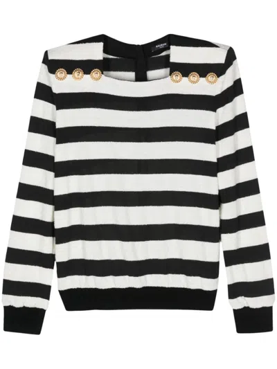 Balmain Striped Jersey Top Women In Multi