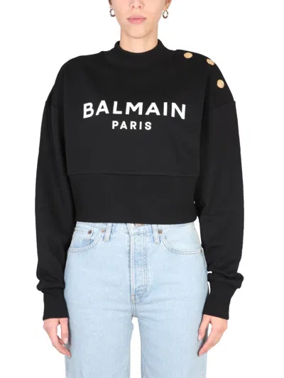 Balmain Women Sweatshirt With Logo Print In Black