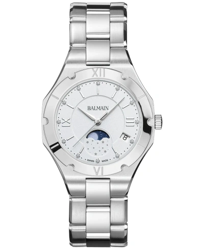 BALMAIN WOMEN'S SWISS BE BALMAIN MOONPHASE DIAMOND (1/20 CT. T.W.) STAINLESS STEEL BRACELET WATCH 33MM