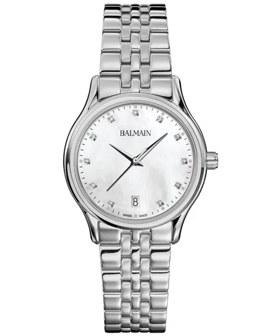 Balmain Women's Swiss Beleganza Diamond (1/20 Ct. T.w.) Stainless Steel Bracelet Watch 32mm In Silver