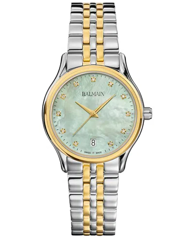 Balmain Women's Swiss Beleganza Diamond (1/20 Ct. T.w.) Two-tone Stainless Steel Bracelet Watch 32mm