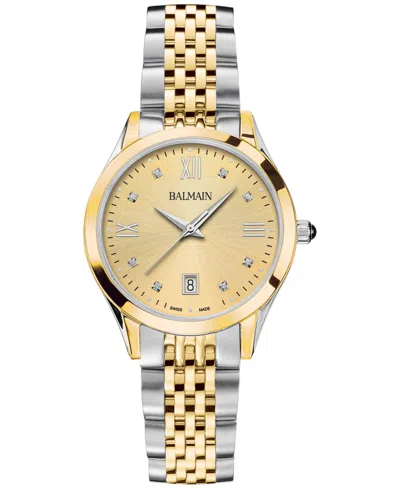 Balmain Women's Swiss Classic R Diamond Accent Two-tone Stainless Steel Bracelet Watch 34mm