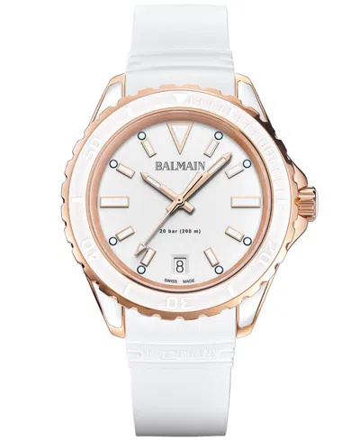 Balmain Women's Swiss Ophrys White Rubber Strap Watch 39mm In Pink,white
