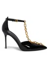 Balmain Sync Patent Leather Chain T-strap Pumps In Black
