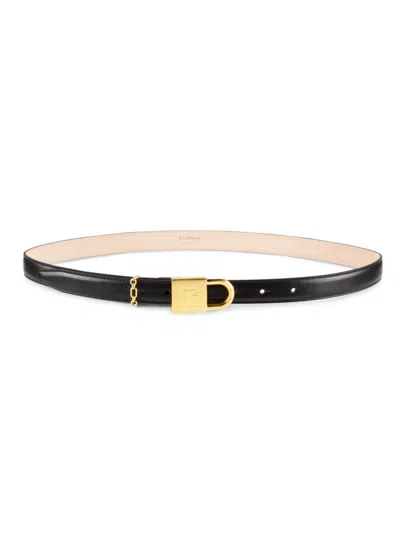 Balmain Women's Sync Leather Belt In Black
