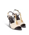 Balmain Sync Leather Sandals With Heel In Sand