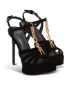 Balmain Velvet Platform Sync Sandals In Black