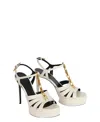 Balmain Sync Platform Sandals In Smooth Leather In White